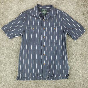 Woolrich Shirt Medium M Mens Blue Gray Short Sleeve Collared Button Up